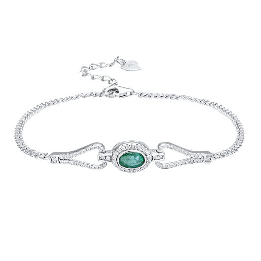 Elegant S925 Silver Emerald Bracelet