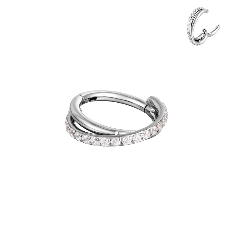 Dual-Layer Cross Nose Ring Piercing Ornament