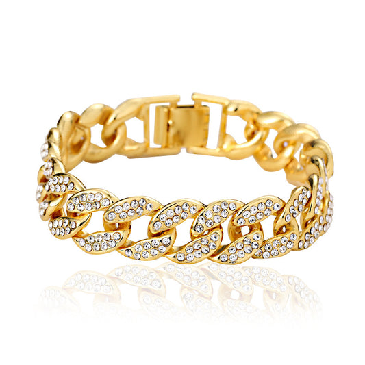 Cuban Glam: Crystal Adorned Link Bracelet