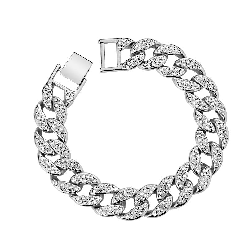 Cuban Glam: Crystal Adorned Link Bracelet