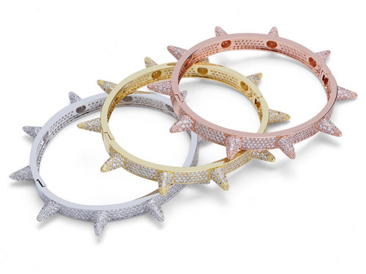 Rose Gold Rivet Bling: Hip Hop Bracelet