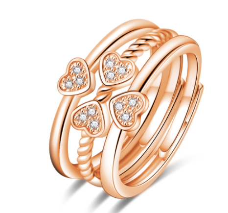 Redesigned for Women: Three-in-One Split Four-Leaf Clover Ring with Adjustable Sizing