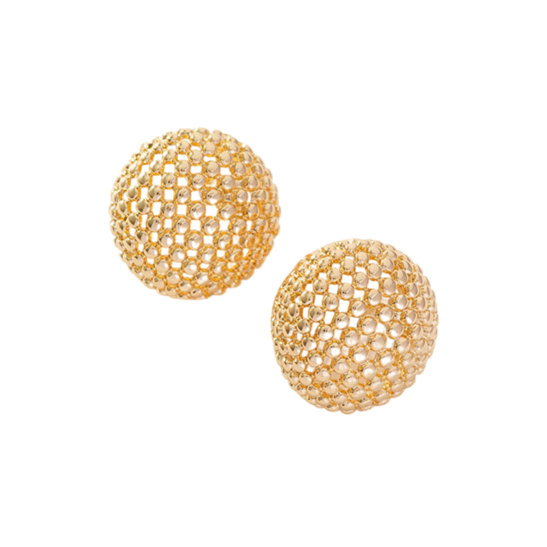 Golden Hollow Ball Earrings - Elegant & Simple