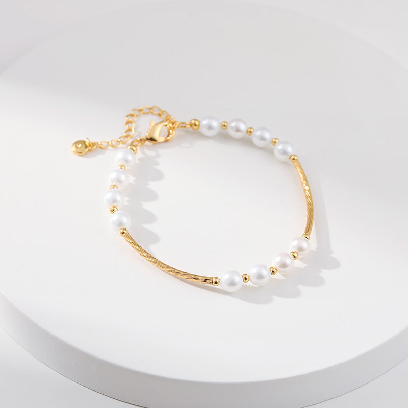 Handcrafted Gold Shell Pearl Bracelet