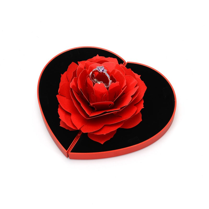 Valentine's 3D Love Box: Heart-shaped Rose Ring Holder