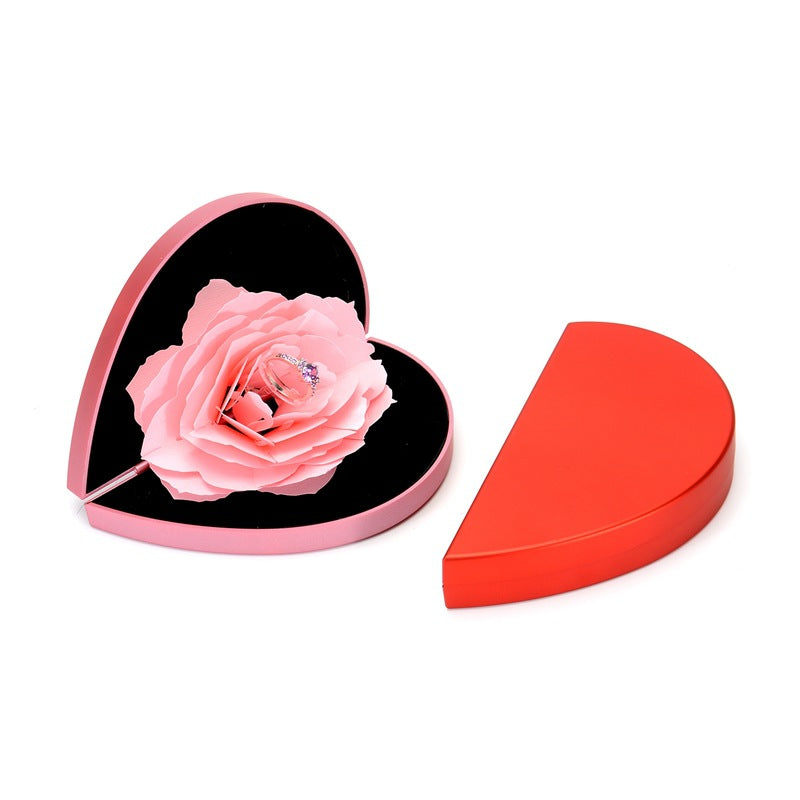 Valentine's 3D Love Box: Heart-shaped Rose Ring Holder