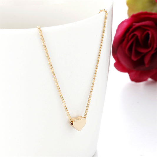 Simple Fashion Gold Color Double-sided Love Pendant Necklace