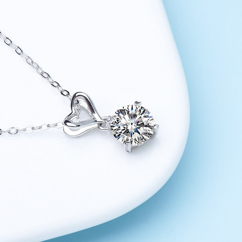 Women's Love Necklace with Four-Claw Moissanite