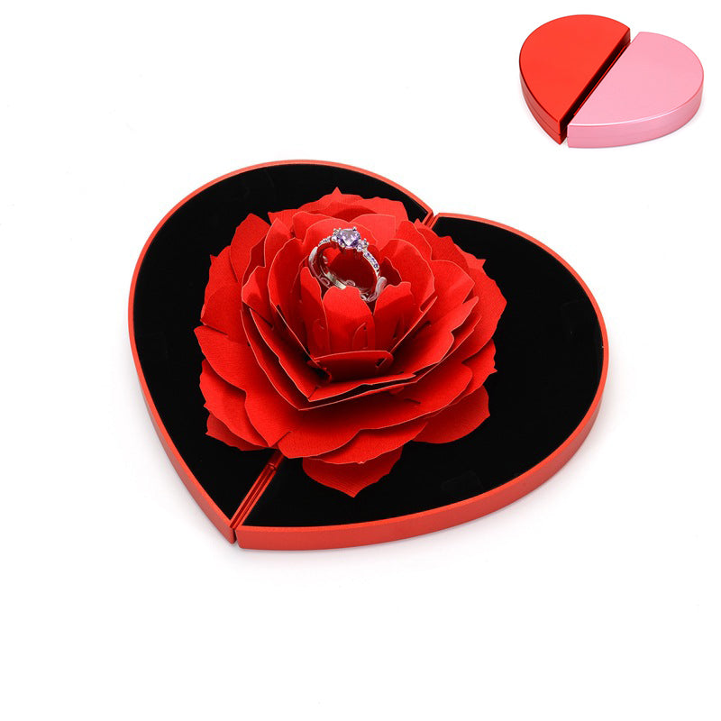 Valentine's 3D Love Box: Heart-shaped Rose Ring Holder