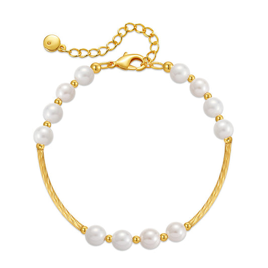 Handcrafted Gold Shell Pearl Bracelet