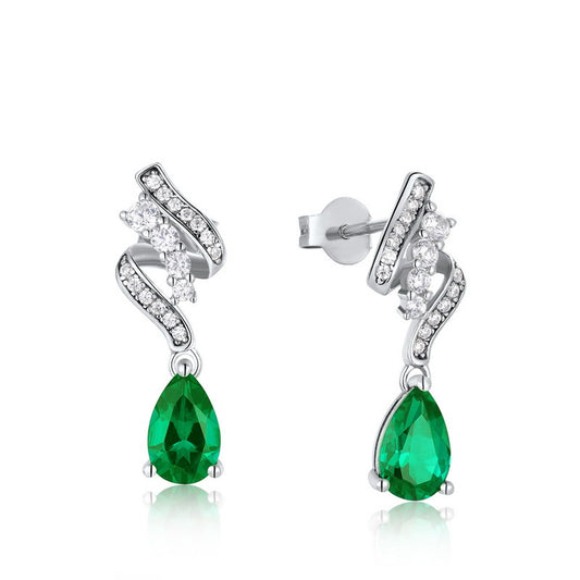 Women's S925 Silver Emerald Earrings