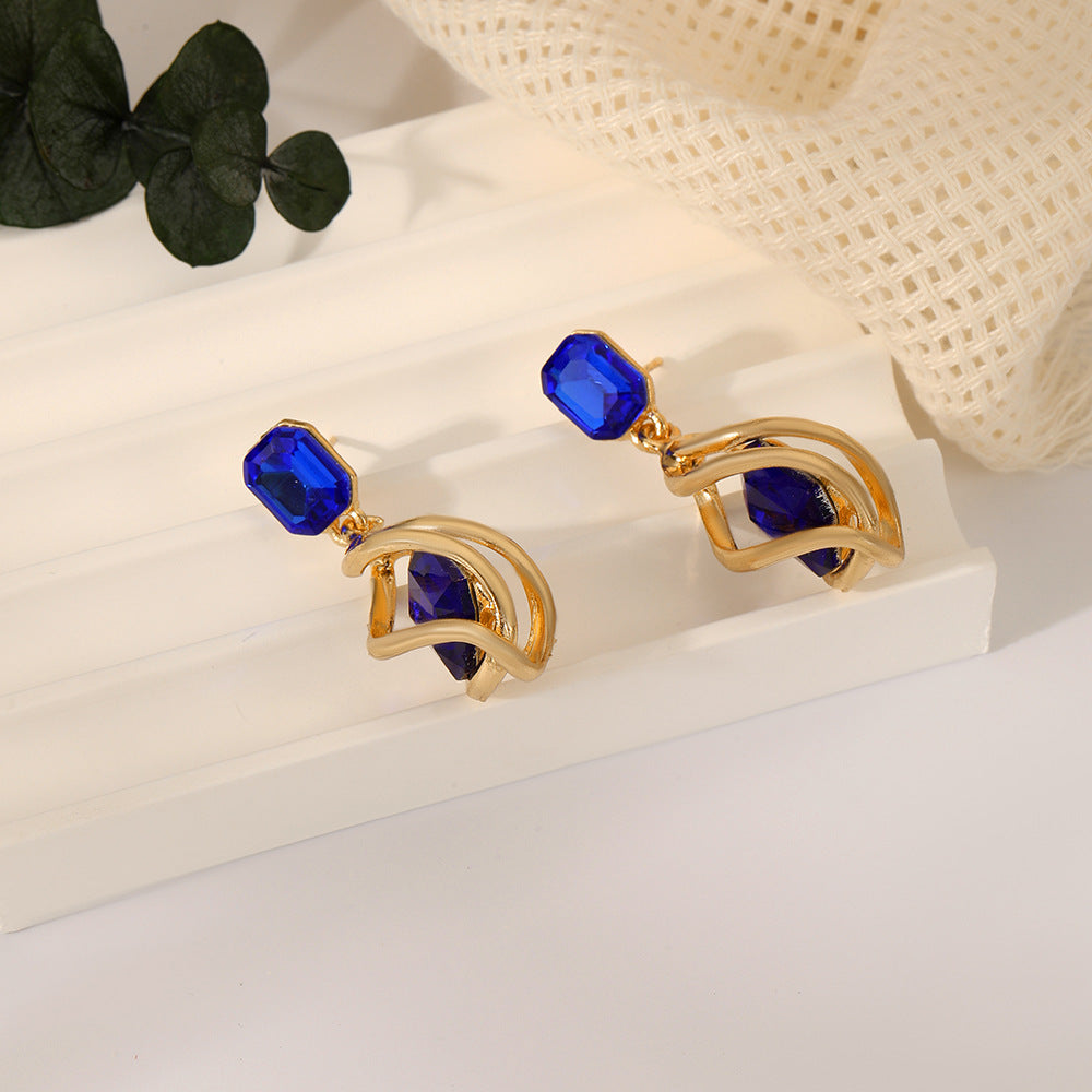 Vintage Creative Fashion Emerald Stud Earrings for Women