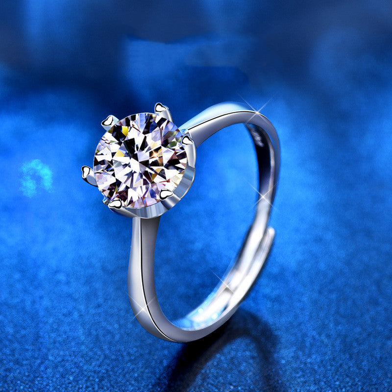 Ladies' Six-Claw Moissanite Ring - Exquisite Jewelry