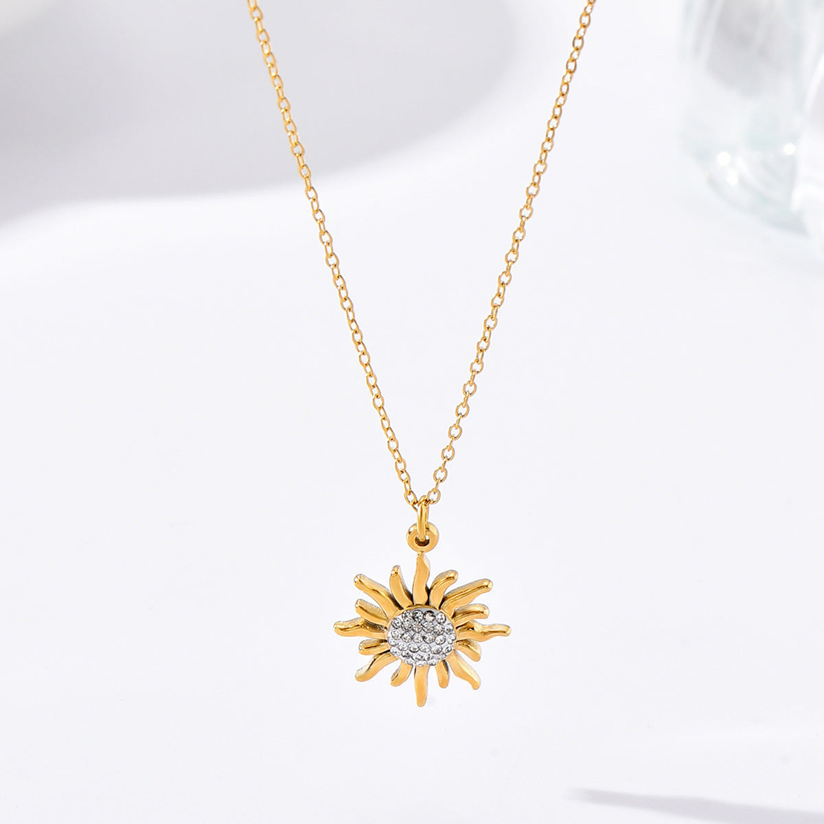 Women's Sunflower Necklace in Gold