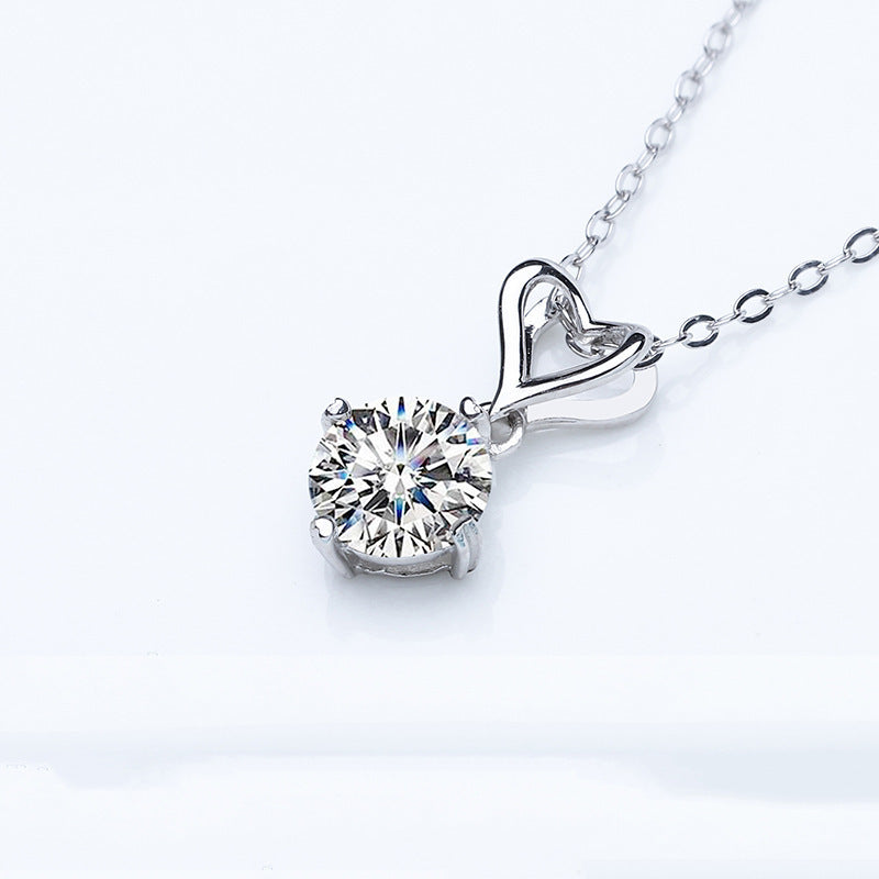 Women's Love Necklace with Four-Claw Moissanite