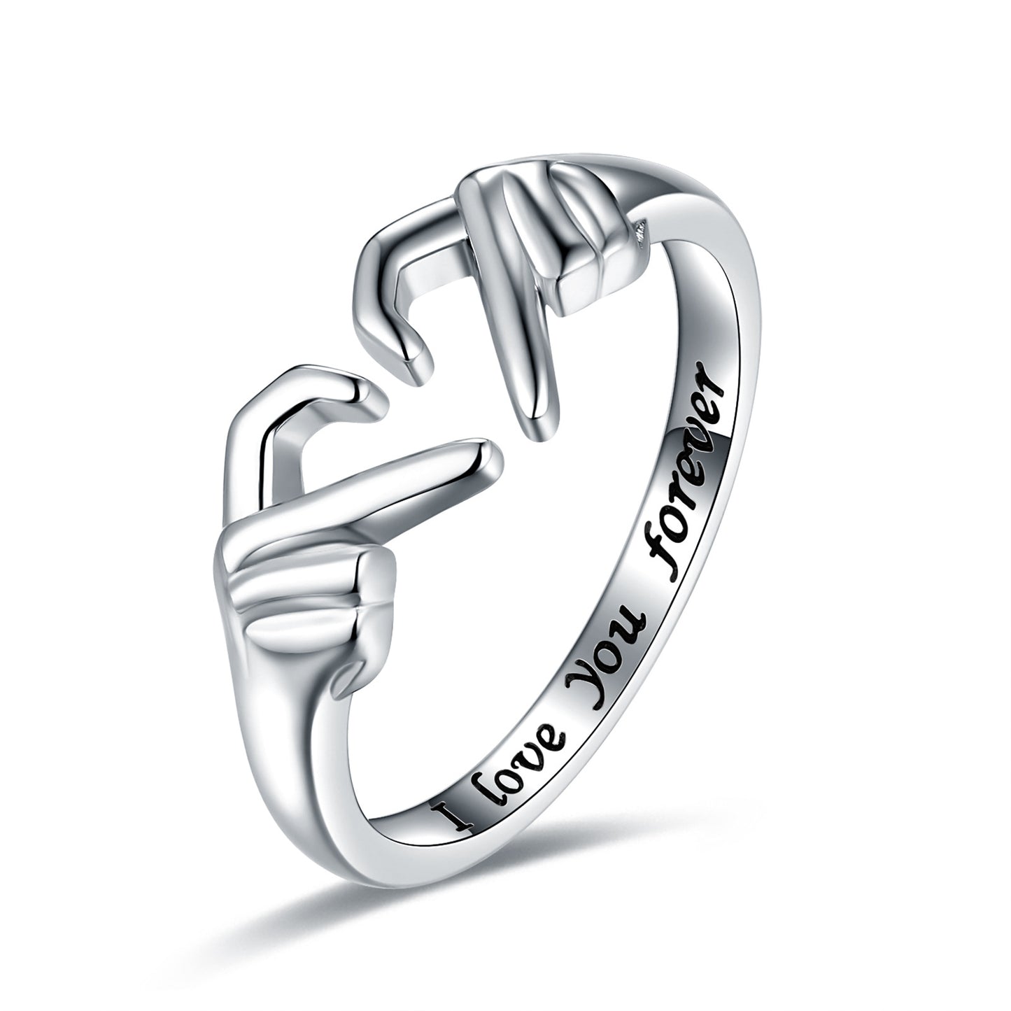 Forever Love in Silver: Adjustable Heart Claddagh Ring