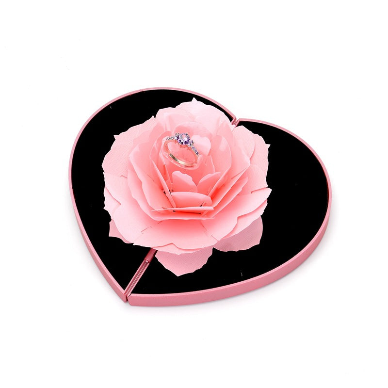 Valentine's 3D Love Box: Heart-shaped Rose Ring Holder