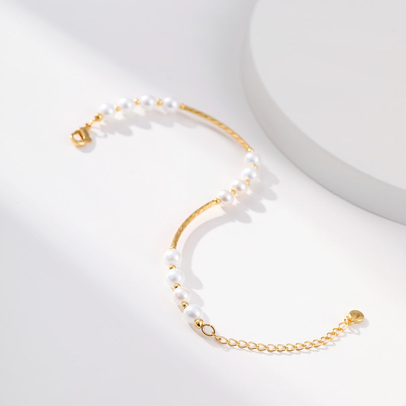 Handcrafted Gold Shell Pearl Bracelet